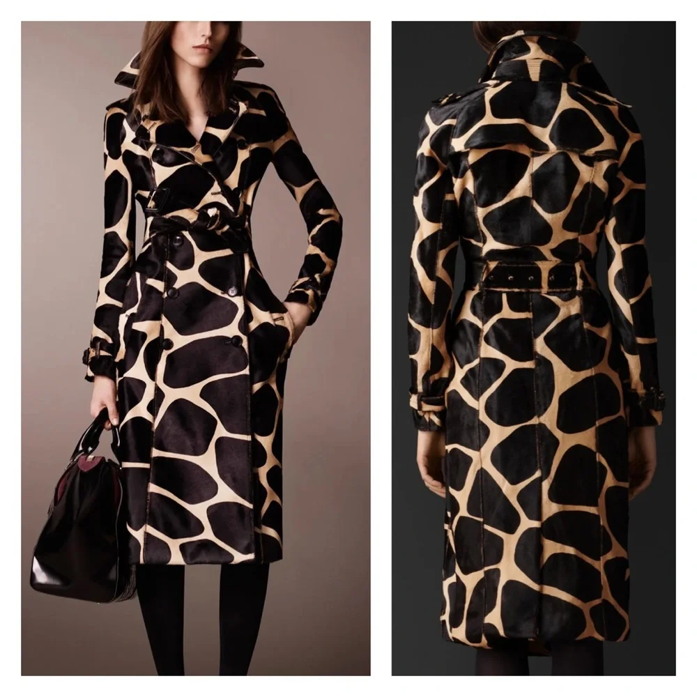 HOLD - Buberry Prorsum Giraffe Calf Hair Trench Coat, RARE, HTF Sz IT48, US6/8 - Picture 4 of 16
